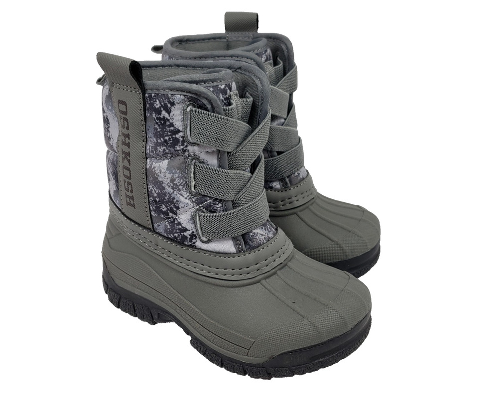 OshKosh B'Gosh Ivan Toddler Boys Size 6 Gray Camo Winter Snow Boots